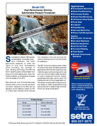 Thumbnail of document Data Sheet - 595 Slimline Submersible Pressure Transducer